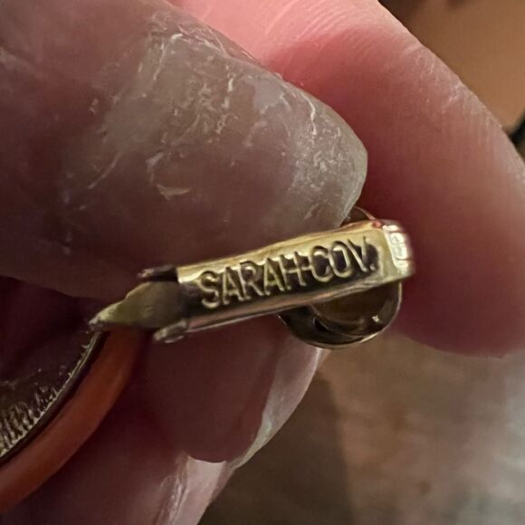 Vintage 60s Signed Sarah Coventry MOD Orange 2" “Bold Gypsy” Clip Earrings - Picture 4 of 5